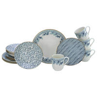 KOMBISERVICE Blau, Weiß Euböa 16-teilig 4 Personen  - Blau/Weiß, Basics, Keramik - Creatable