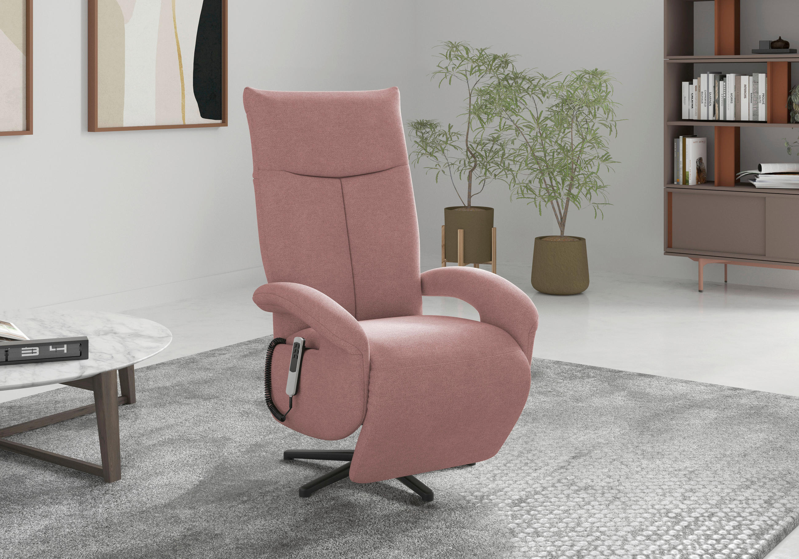 SESSEL in Mikrofaser Altrosa - Schwarz/Altrosa, Modern, Textil/Metall (74/112/82cm) - Sit & More