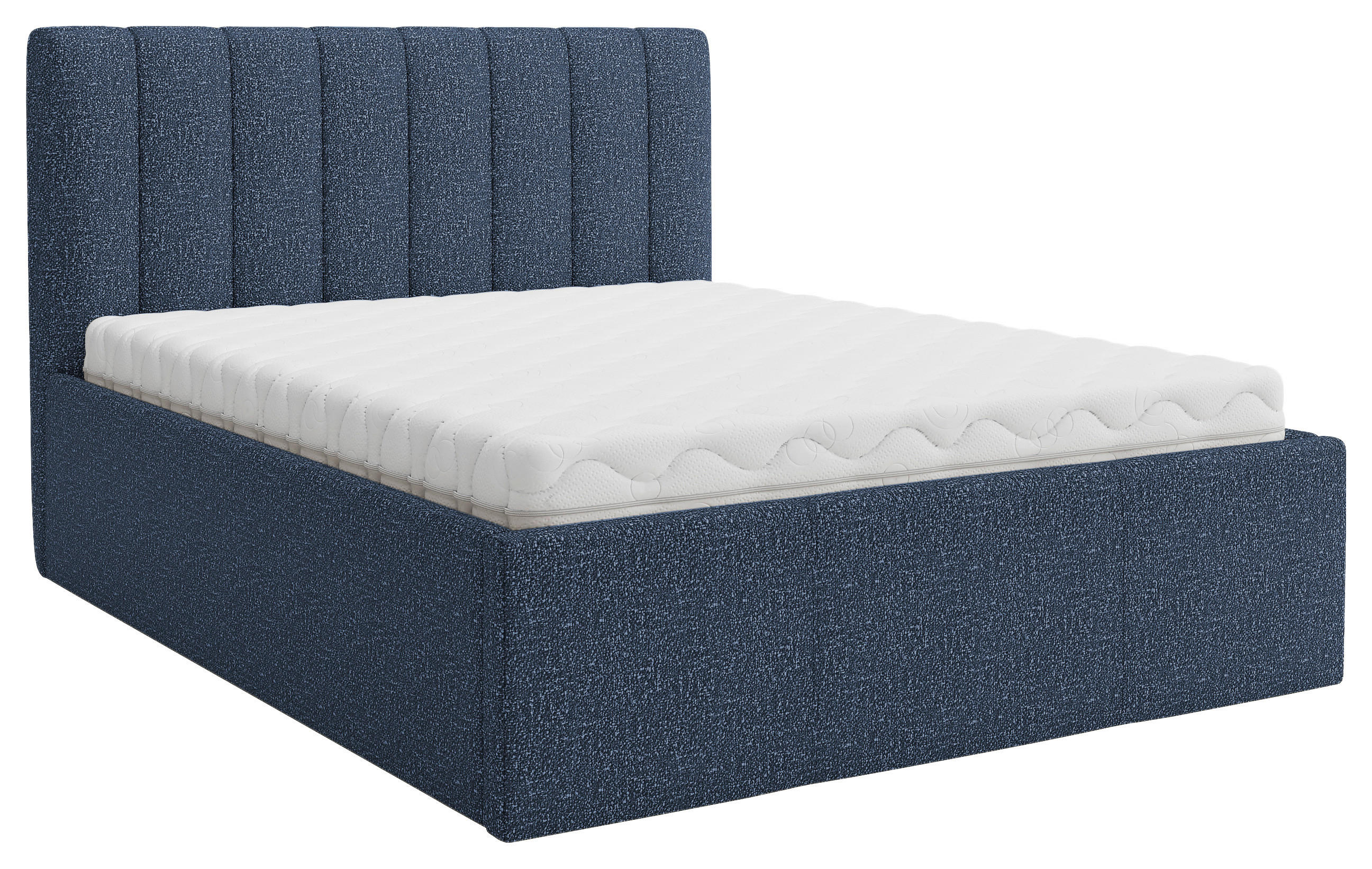 POLSTERBETT 140/200 cm,  in Dunkelblau, Matratze, Lattenrost, Bettkasten, H3 + H4 = fest + sehr fest  - Dunkelblau, Trend, Holz/Textil (140/200cm) - Boxxx