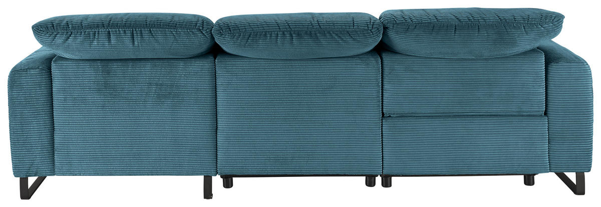 ECKSOFA in Cord Petrol  - Petrol/Schwarz, Konventionell, Textil/Metall (266/180cm) - Hom`in