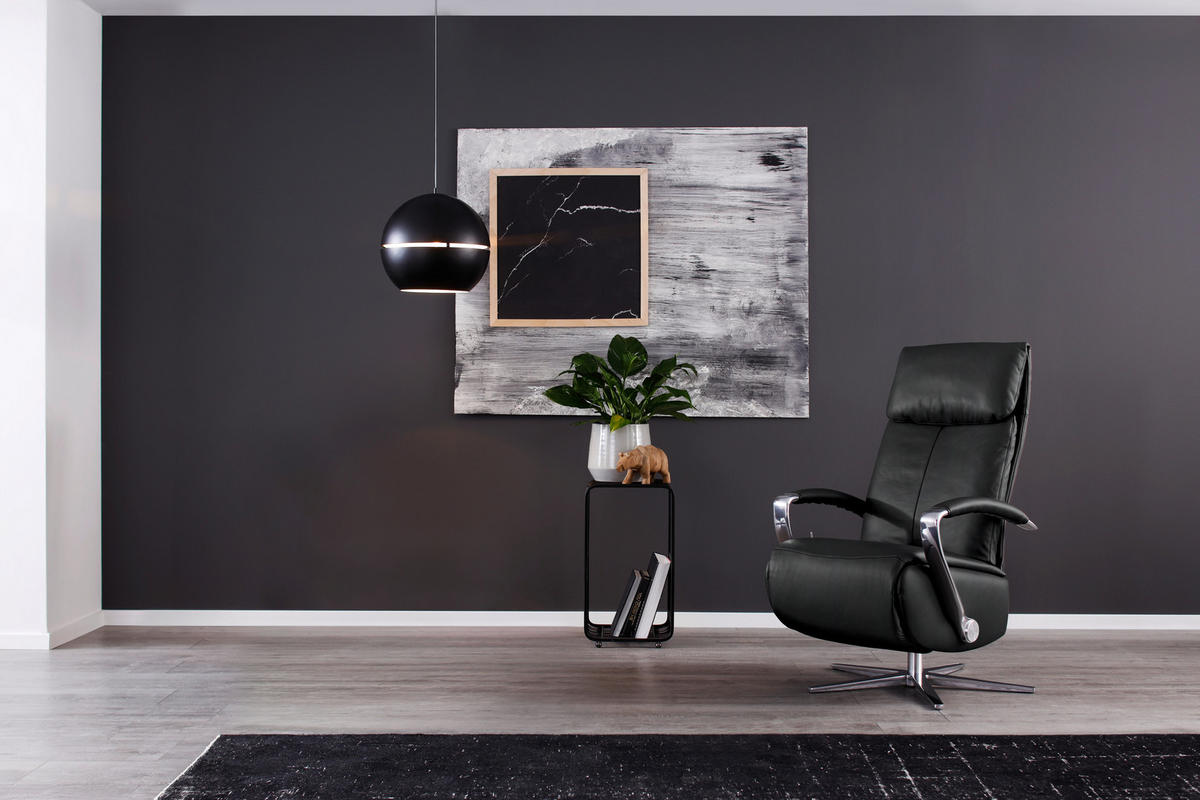 RELAXSESSEL in Leder Schwarz  - Chromfarben/Schwarz, Design, Leder/Metall (68/113/80cm) - Chilliano