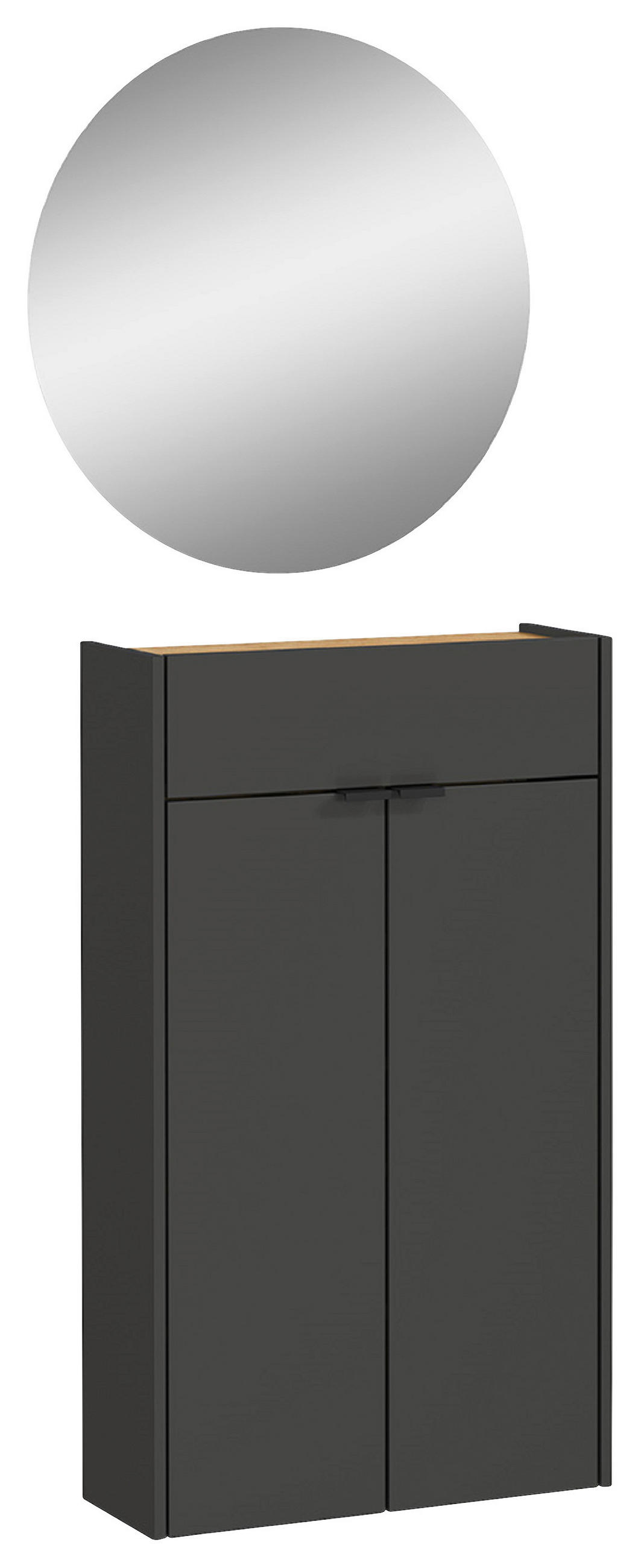 GARDEROBE 2-teilig 56/200/22 cm  - Eichefarben/Graphitfarben, Design, Glas/Holzwerkstoff (56/200/22cm)