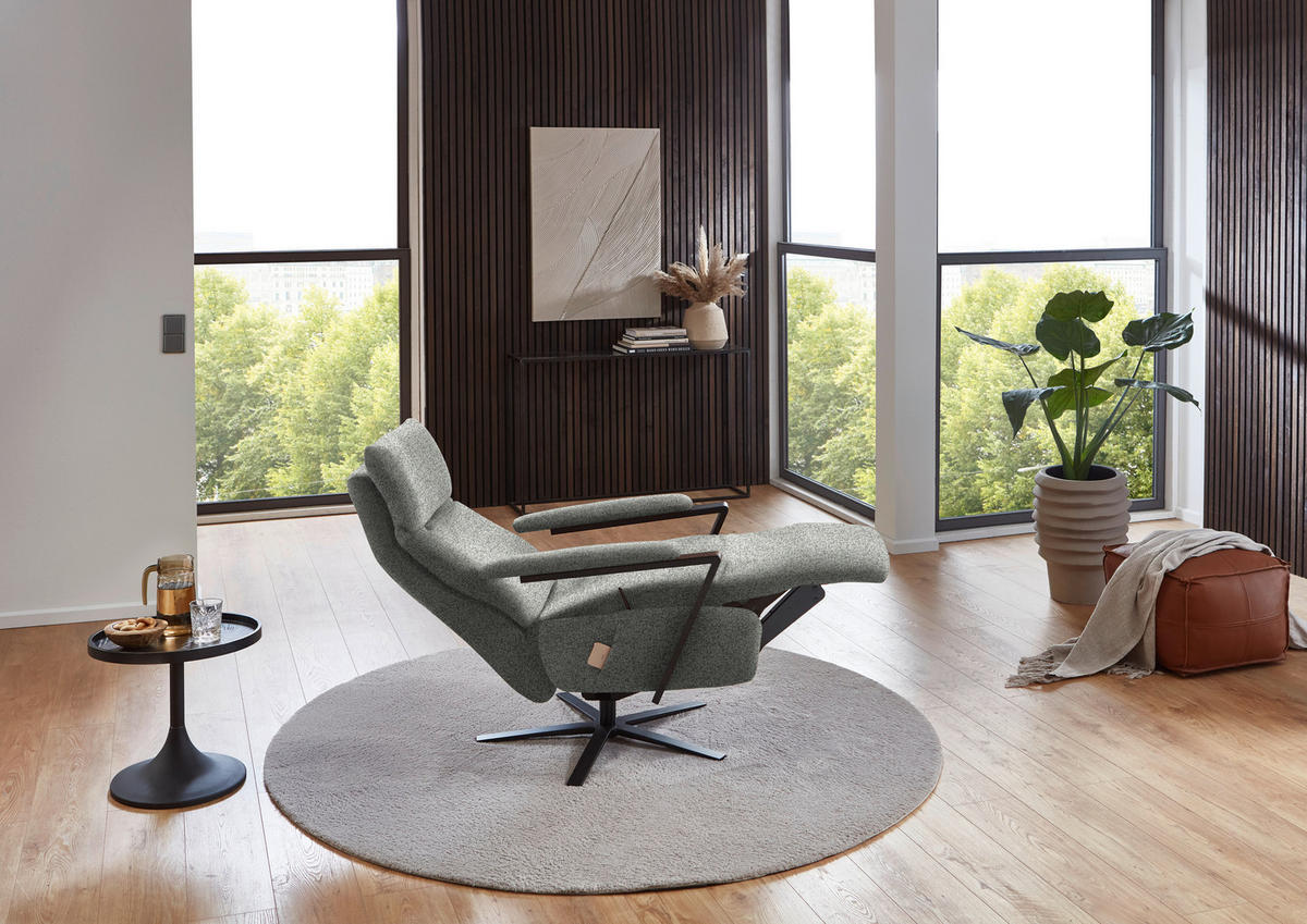 RELAXSESSEL in Textil Grau  - Schwarz/Grau, Design, Textil/Metall (68/117/85cm) - Cantus