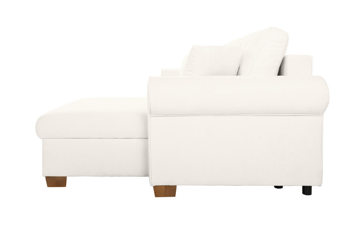 ECKSOFA in Creme  - Buchefarben/Creme, Design, Holz/Textil (266/161cm) - MID.YOU