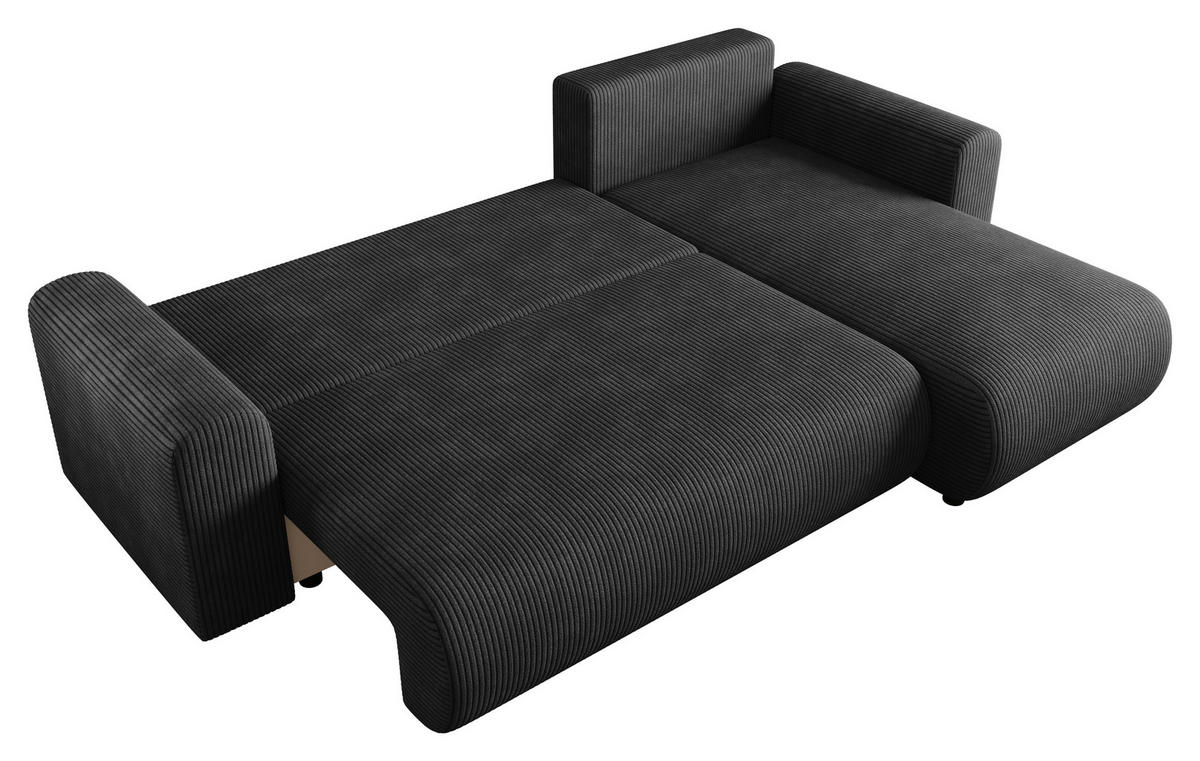 ECKSOFA  in Cord Anthrazit  - Anthrazit/Schwarz, KONVENTIONELL, Kunststoff/Textil (246/152cm) - Xora