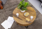 Couchtisch "WL5.958" , Sheesham massiv rund Sheeshamfarben 60/60/44,5 cm  - Sheeshamfarben/Schwarz, MODERN, Holz/Metall (60/60/44,5cm) - MID.YOU
