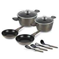 SET LONACA ZA KUHANJE  aluminij  10-dijelni   - boje šampanjca, Basics, staklo/metal (59,5/15,5/39,5cm) - Berlinger Haus
