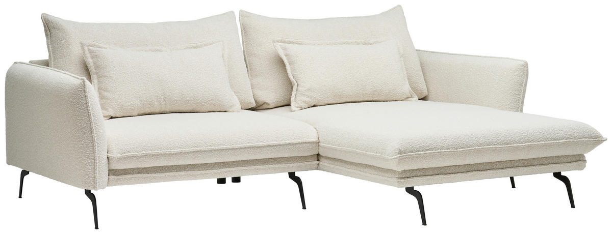 ECKSOFA Creme Bouclé  - Creme/Schwarz, Design, Textil/Metall (277/182cm) - Stylife
