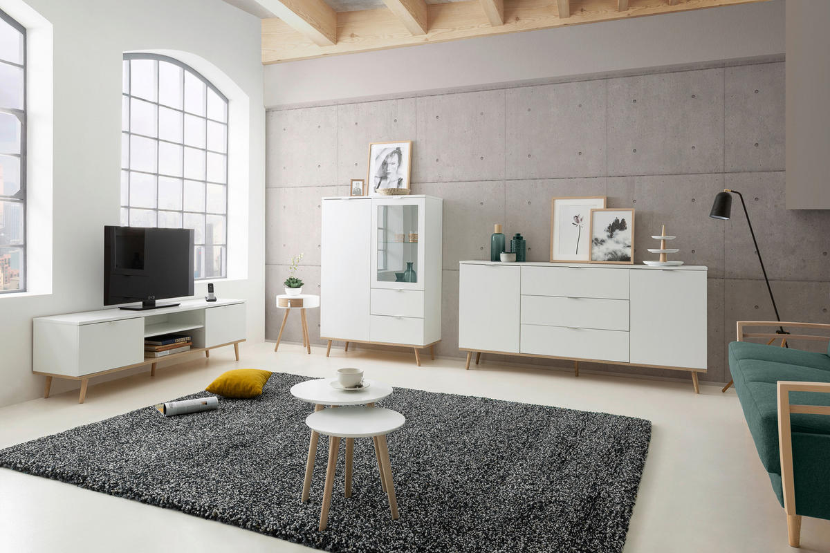 SIDEBOARD  in 180/87/40 cm  - Alufarben/Weiß, KONVENTIONELL, Holz/Holzwerkstoff (180/87/40cm) - MID.YOU