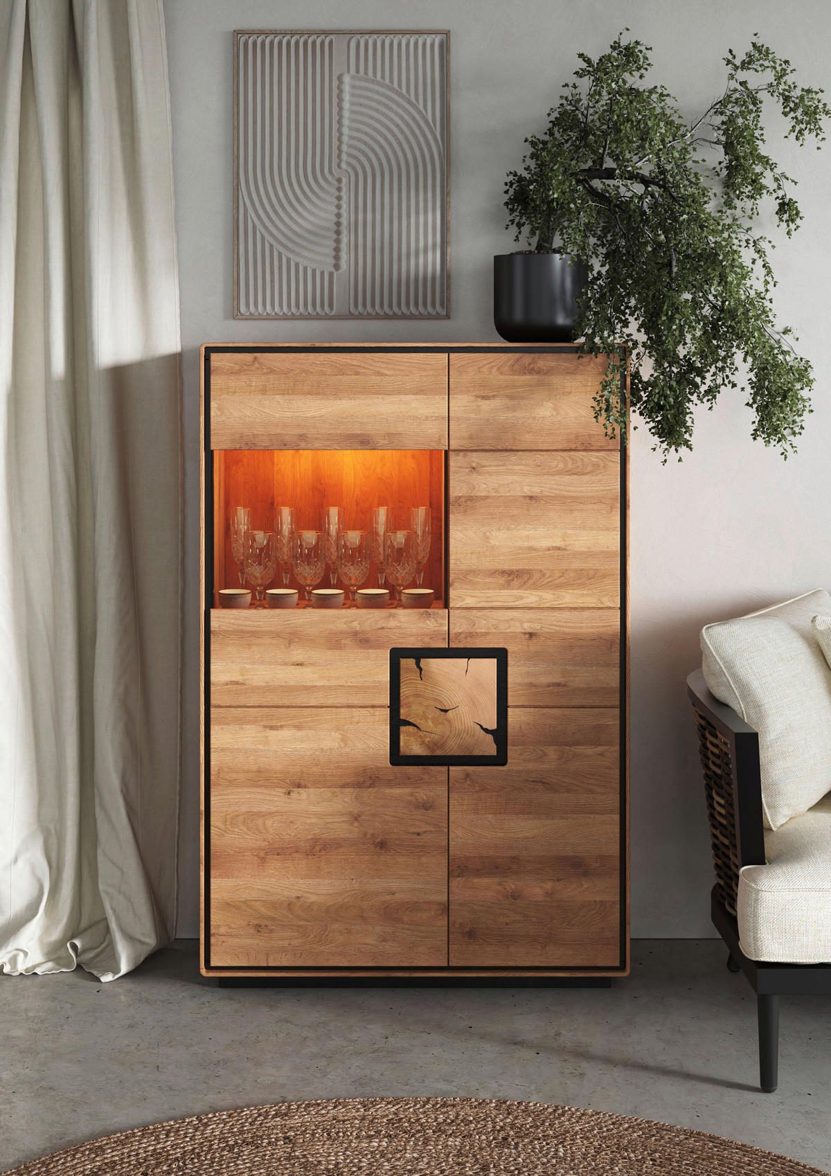 HIGHBOARD  100/152/40 cm  - Wildeiche/Schwarz, Basics, Holz (100/152/40cm) - Livetastic