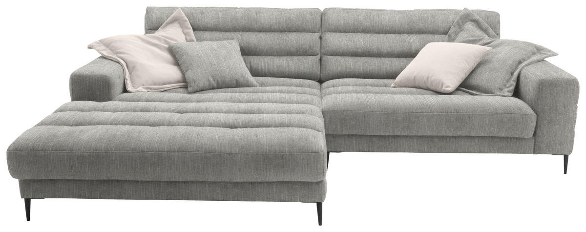 ECKSOFA in Flachgewebe Hellgrau  - Hellgrau/Schwarz, Design, Textil/Metall (207/296cm) - Dieter Knoll