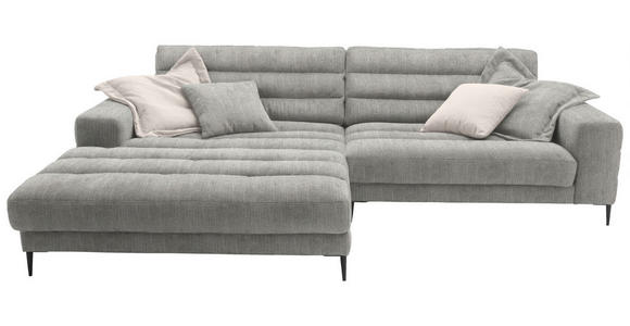 ECKSOFA  in Flachgewebe Hellgrau  207/296 cm  - Hellgrau/Schwarz, Design, Textil/Metall (207/296cm) - Dieter Knoll