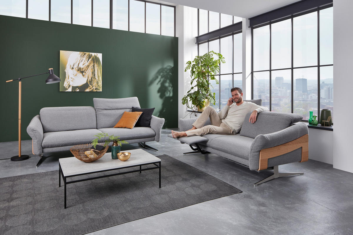 2,5-SITZER in Webstoff Grau  - Anthrazit/Grau, Design, Holz/Textil (193/81/107cm) - Himolla