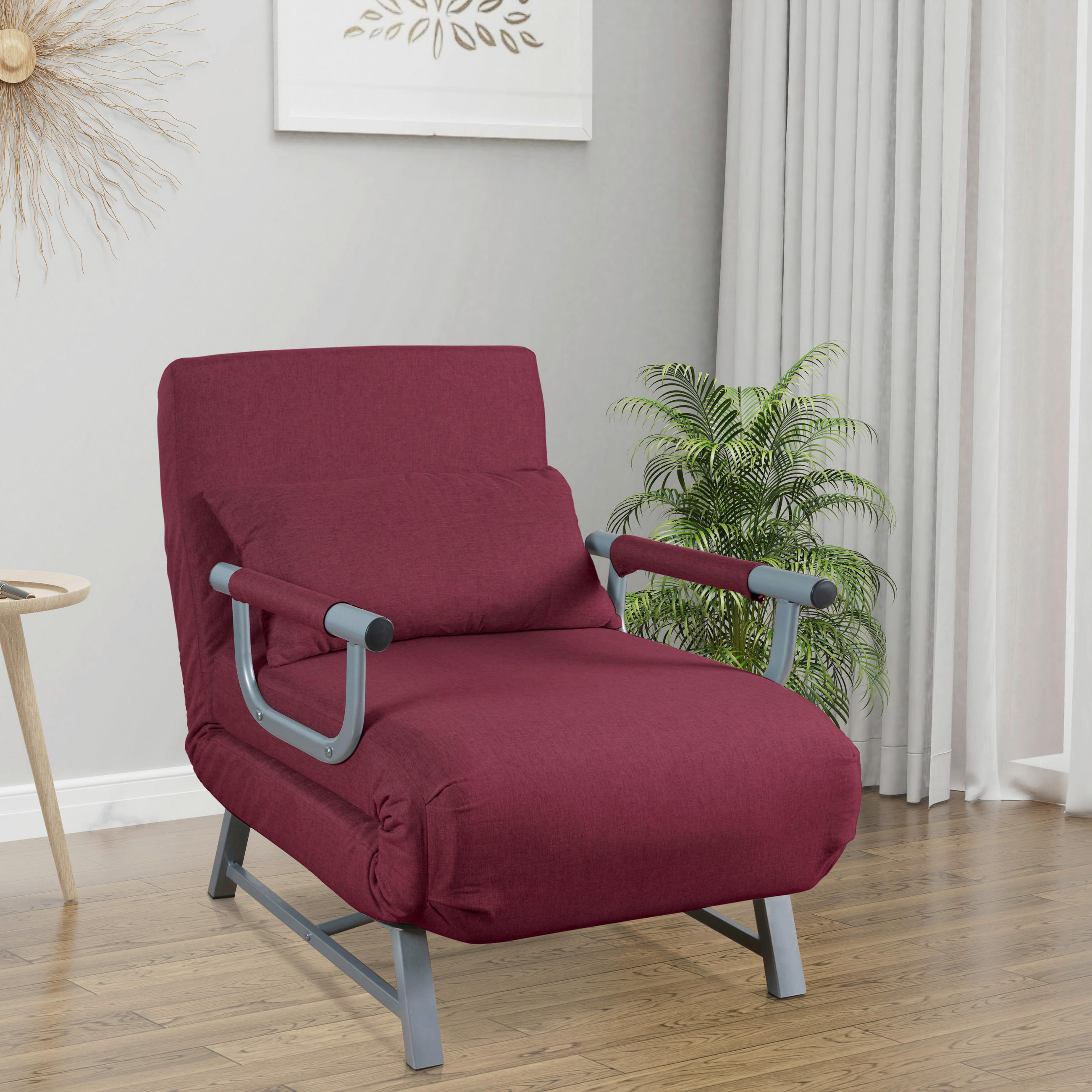 BÄDDFÅTÖLJ i flatväv röd  - röd/grå, Modern, metall/textil (64/95/78cm) - MID.YOU
