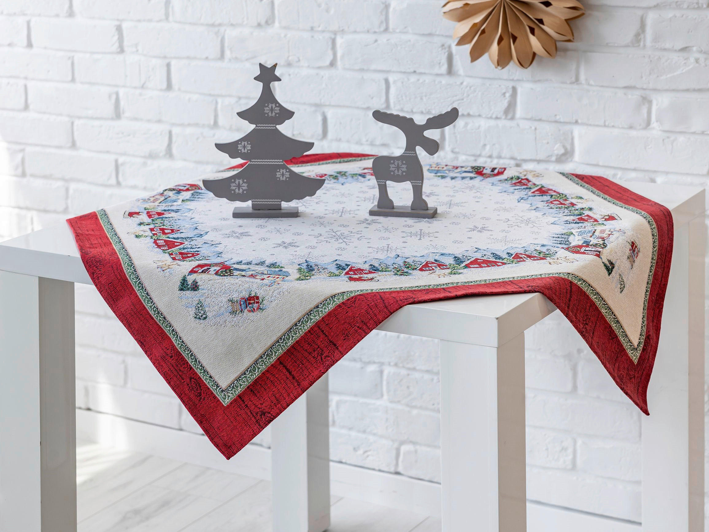 ASZTALTERÍTŐ   - bordó, Design, textil (90/90cm)