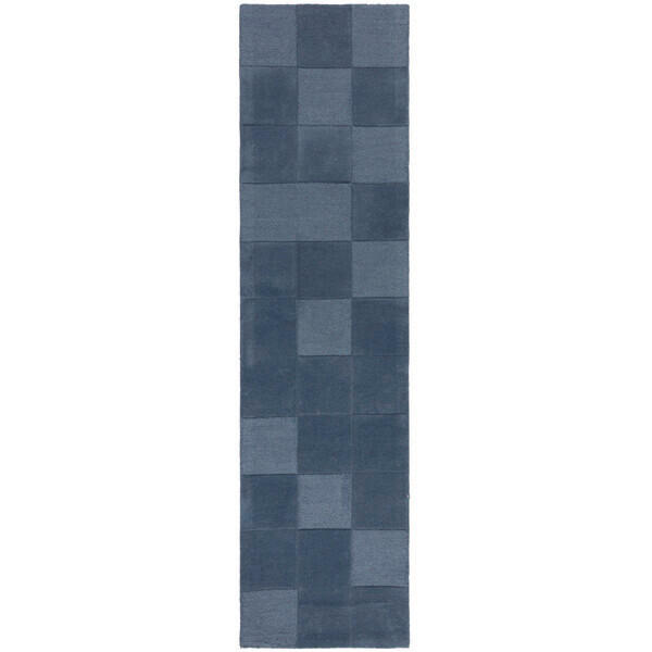 HANDWEBTEPPICH 60/230 cm CHECKERBOARD Blau  - Blau, KONVENTIONELL, Textil (60/230cm)