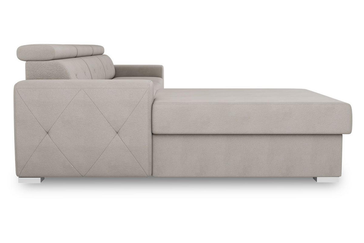 ECKSCHLAFSOFA Creme Velours  - Silberfarben/Creme, Design, Textil (195/296cm) - MID.YOU