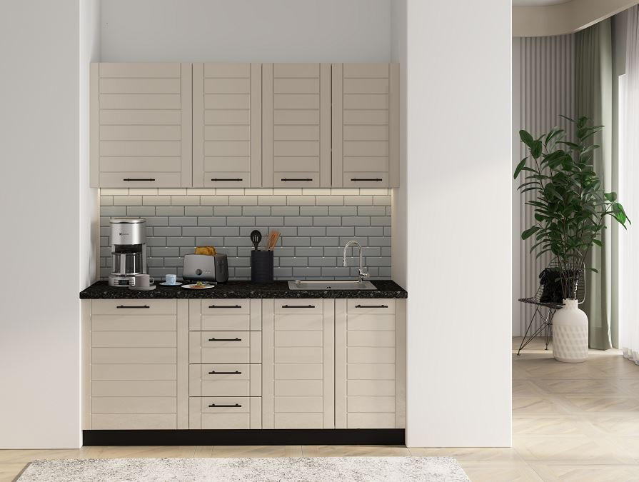 KONYHABLOKK GÉPEK NÉLKÜL  - fekete/homokszínű, Basics, faalapú anyag/fém - Carryhome