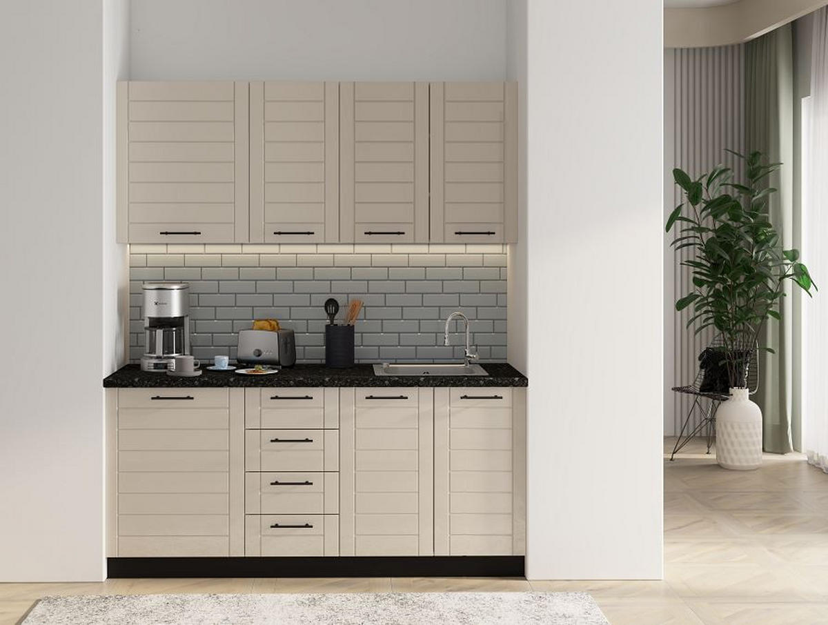 KONYHABLOKK GÉPEK NÉLKÜL  - fekete/homokszínű, Basics, faalapú anyag/fém - Carryhome