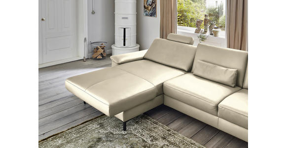 ECKSOFA  in Echtleder Creme, Naturfarben  176/334 cm  - Creme/Schwarz, Design, Leder/Metall (176/334cm) - Dieter Knoll