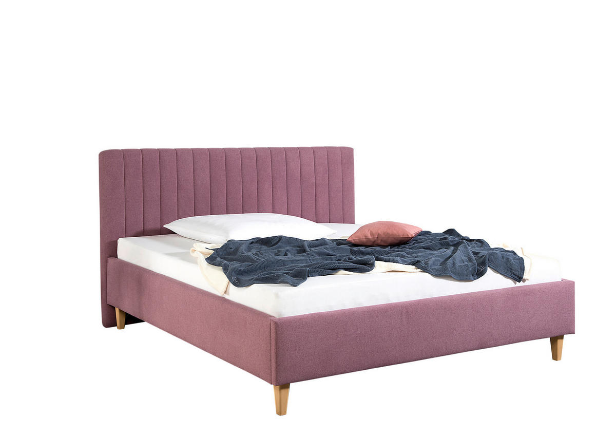 POLSTERBETT 160/200 cm,  in Beere,  - Beere/Naturfarben, MODERN, Holz/Textil (160/200cm) - Livetastic