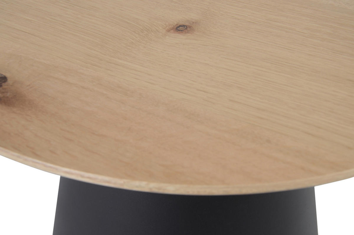BEISTELLTISCH 50/50/48 cm Eiche furniert Schwarz, Eichefarben rund  - Eichefarben/Schwarz, KONVENTIONELL, Holz/Metall (50/50/48cm) - Stylife