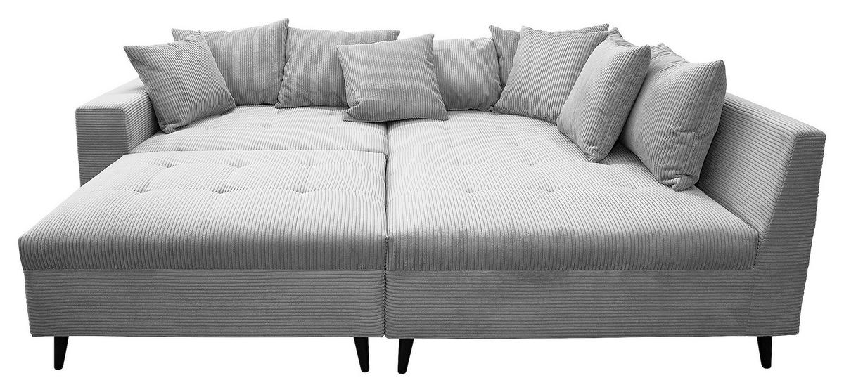 Ecksofa inkl. Hocker tekstil  svijetlo siva   - svijetlo siva/crna, Design, tekstil/drvo (247/174cm) - MID.YOU
