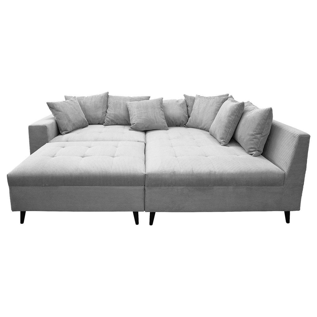 Thumbnail - Mid.you Ecksofa, Hellgrau, Textil, Birke, 3-Sitzer, Füllung: Schaumstoffflocken,Schaumstoffflocken, Ottomane rechts, L-F...