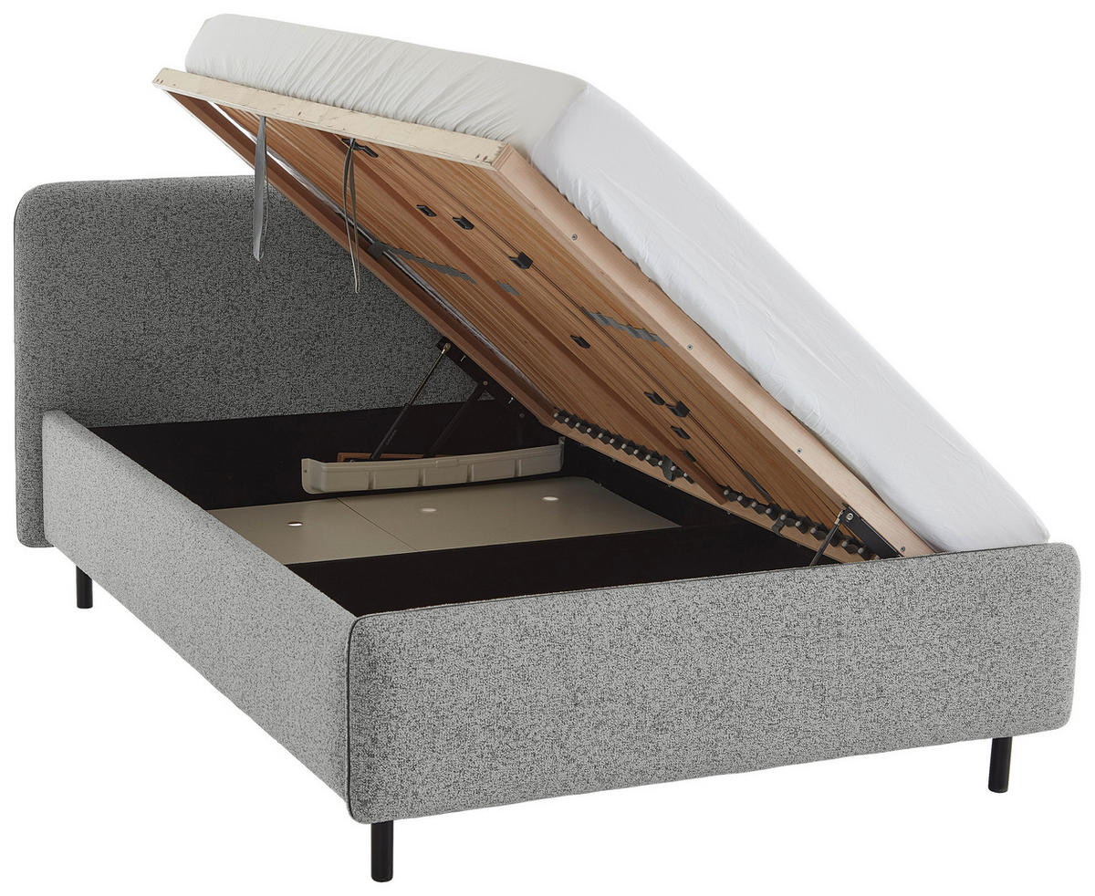 POLSTERBETT 140/200 cm  in Grau, Hellgrau  - Birkefarben/Buchefarben, Design, Holz/Textil (140/200cm) - Xora