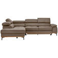 ECKSOFA in Lederlook Braun  - Schwarz/Braun, Natur, Holz/Textil (226/282cm) - Novel