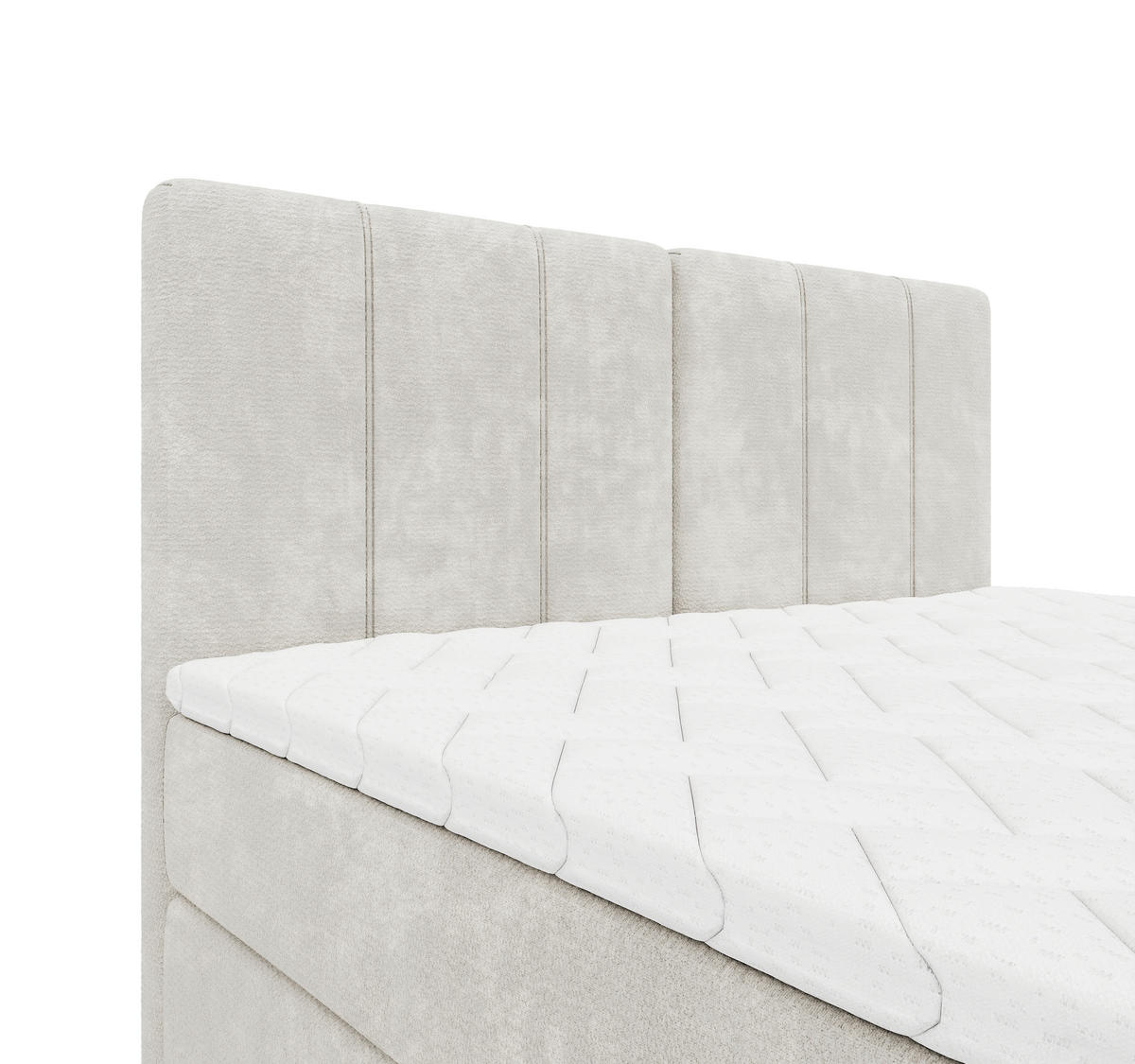 BOXBETT 160/200 cm,  in Beige, gepolstertes Kopfteil, Bettkasten, Topper, Matratze, H3 = fest  - Beige/Schwarz, Design, Holzwerkstoff/Kunststoff (160/200cm) - Esposa