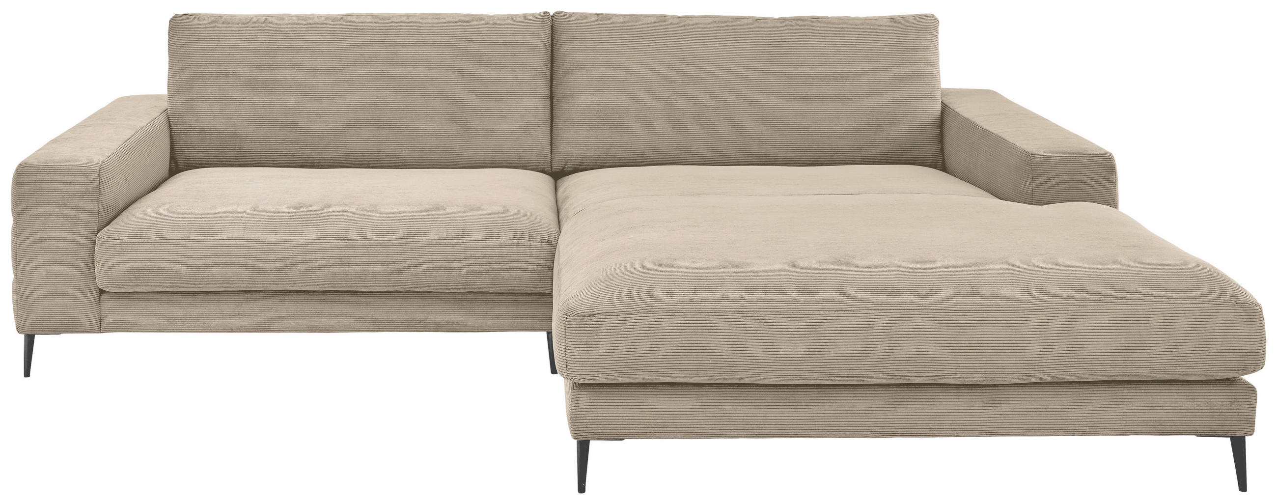 ECKSOFA Badia Base in Feincord Sandfarben  293/207 cm  - Sandfarben/Schwarz, Design, Textil/Metall (293/207cm) - Dieter Knoll