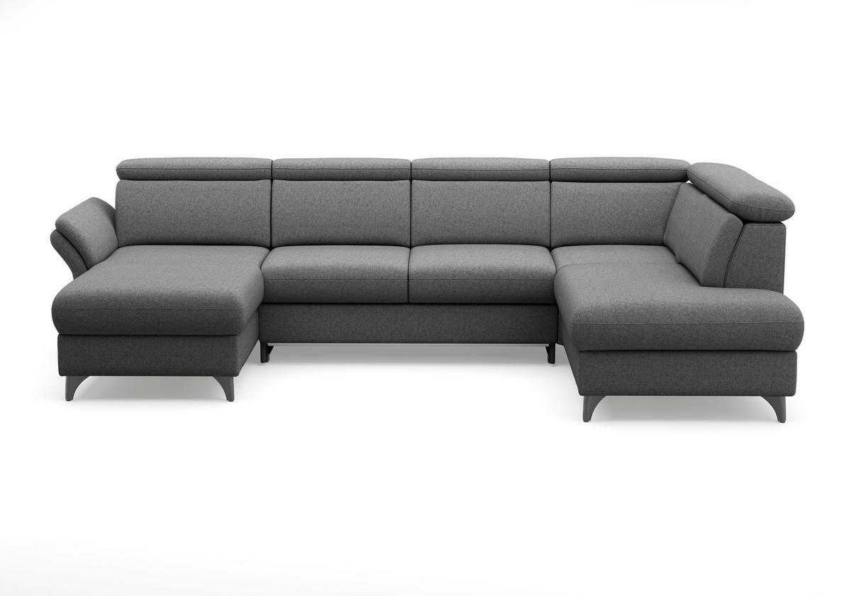 WOHNLANDSCHAFT GLENDALE E in Flachgewebe Dunkelgrau  - Dunkelgrau/Schwarz, KONVENTIONELL, Textil/Metall (166/321/193cm) - Sit & More