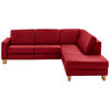 ECKSOFA in Echtleder Rot  - Eiche Bianco/Rot, Konventionell, Leder/Holz (257/235cm) - Valdera