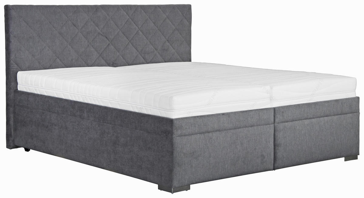 KÁRPITOZOTT ÁGY 180/200 cm  sötétszürke  - sötétszürke/szürke, Modern, műanyag/textil (180/200cm) - Cantus