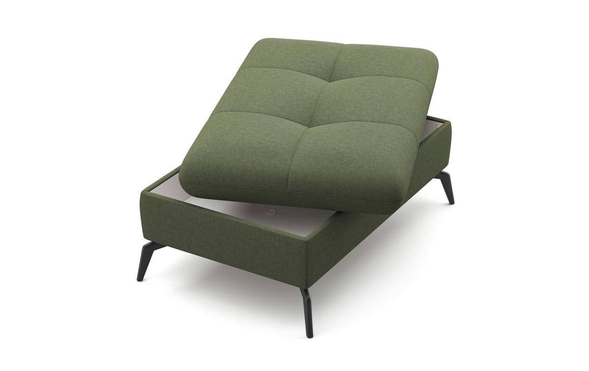 HOCKER in Textil Olivgrün  - Schwarz/Olivgrün, KONVENTIONELL, Textil/Metall (102/47/69cm) - Sit & More