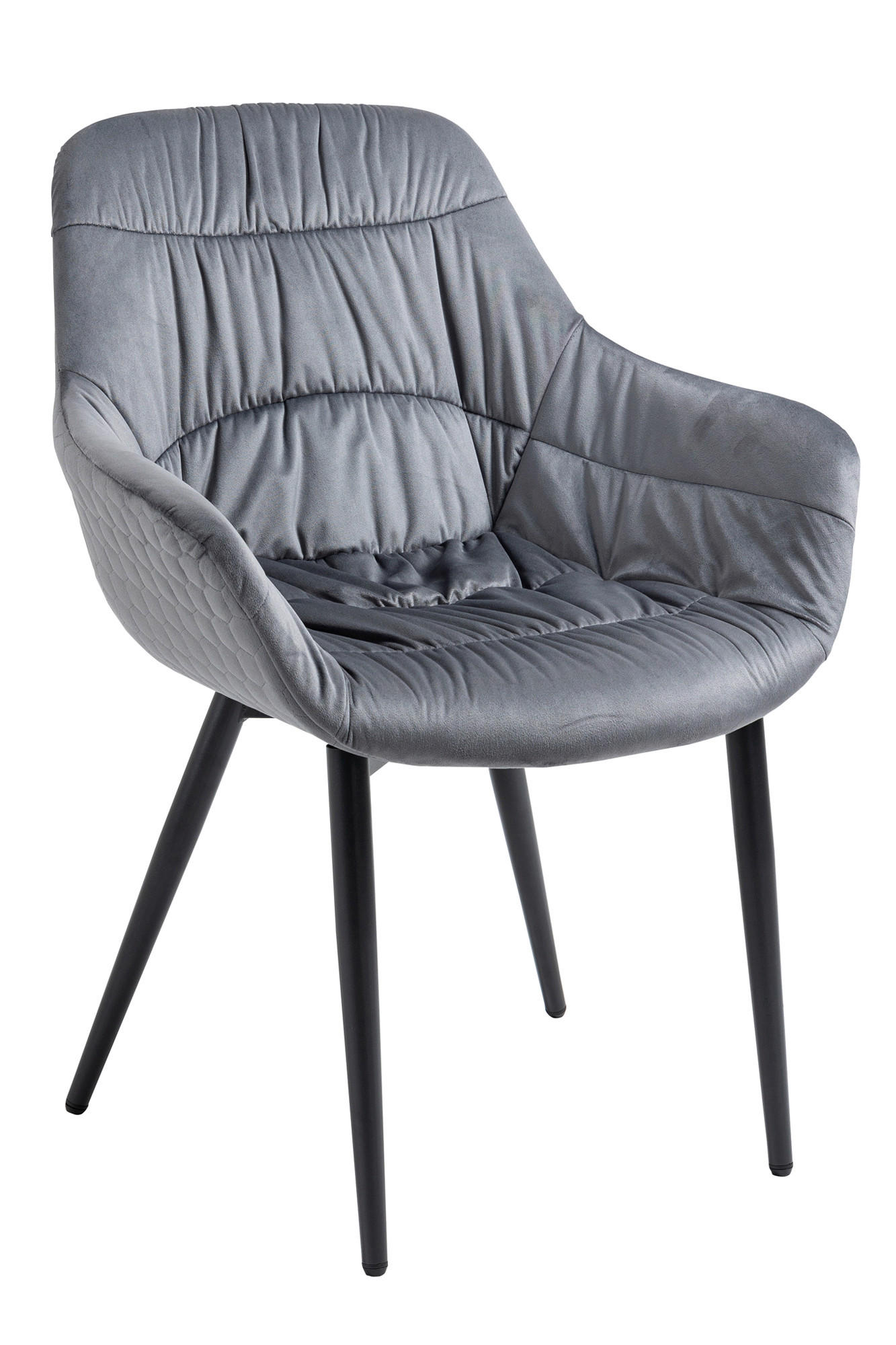 ARMLEHNSTUHL  in Samt  - Schwarz/Grau, MODERN, Textil/Metall (63/81,5/61cm) - Livetastic