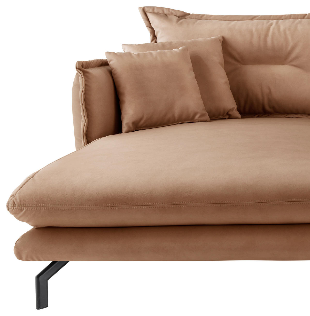 ECKSOFA in Lederlook Taupe  - Taupe/Schwarz, Modern, Textil/Metall (180/255cm) - Livetastic