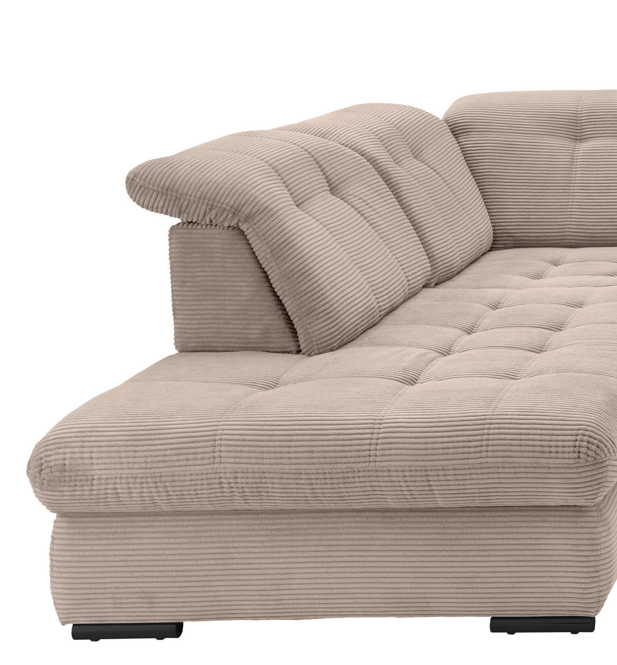 SALON PANORAMIQUE in Cord Beige  - beige/noir, Modern, textile/métal (252/387/184cm) - Livetastic