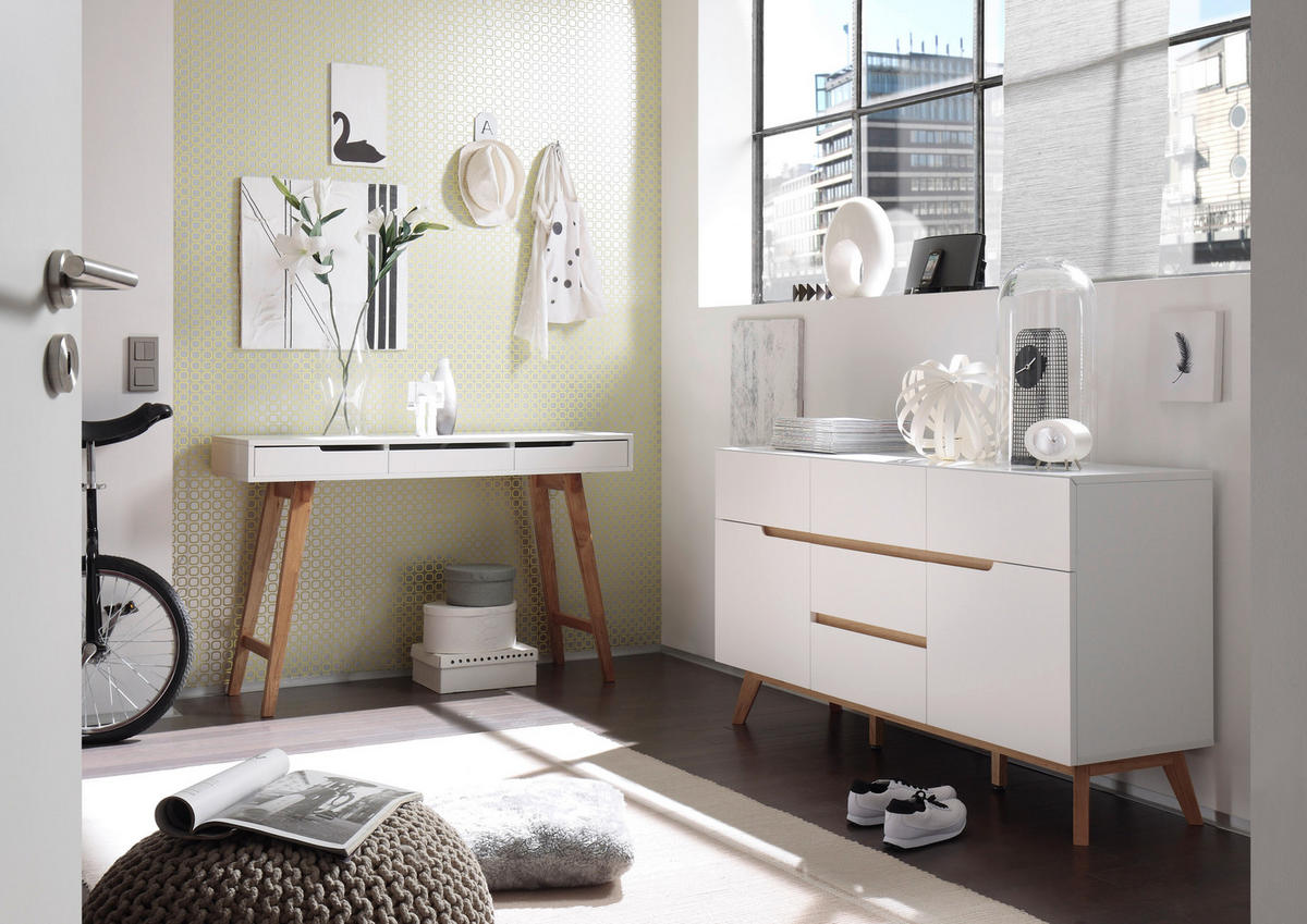 SIDEBOARD 145/76/40 cm  - Eichefarben/Weiß, Design, Holz/Holzwerkstoff (145/76/40cm)