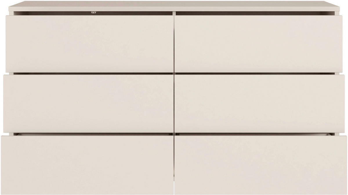 KOMMODE , 155/83/42 cm, 6 Schublade(n)  - Sandfarben/Silberfarben, Trend, Holzwerkstoff/Kunststoff (155/83/42cm) - Carryhome