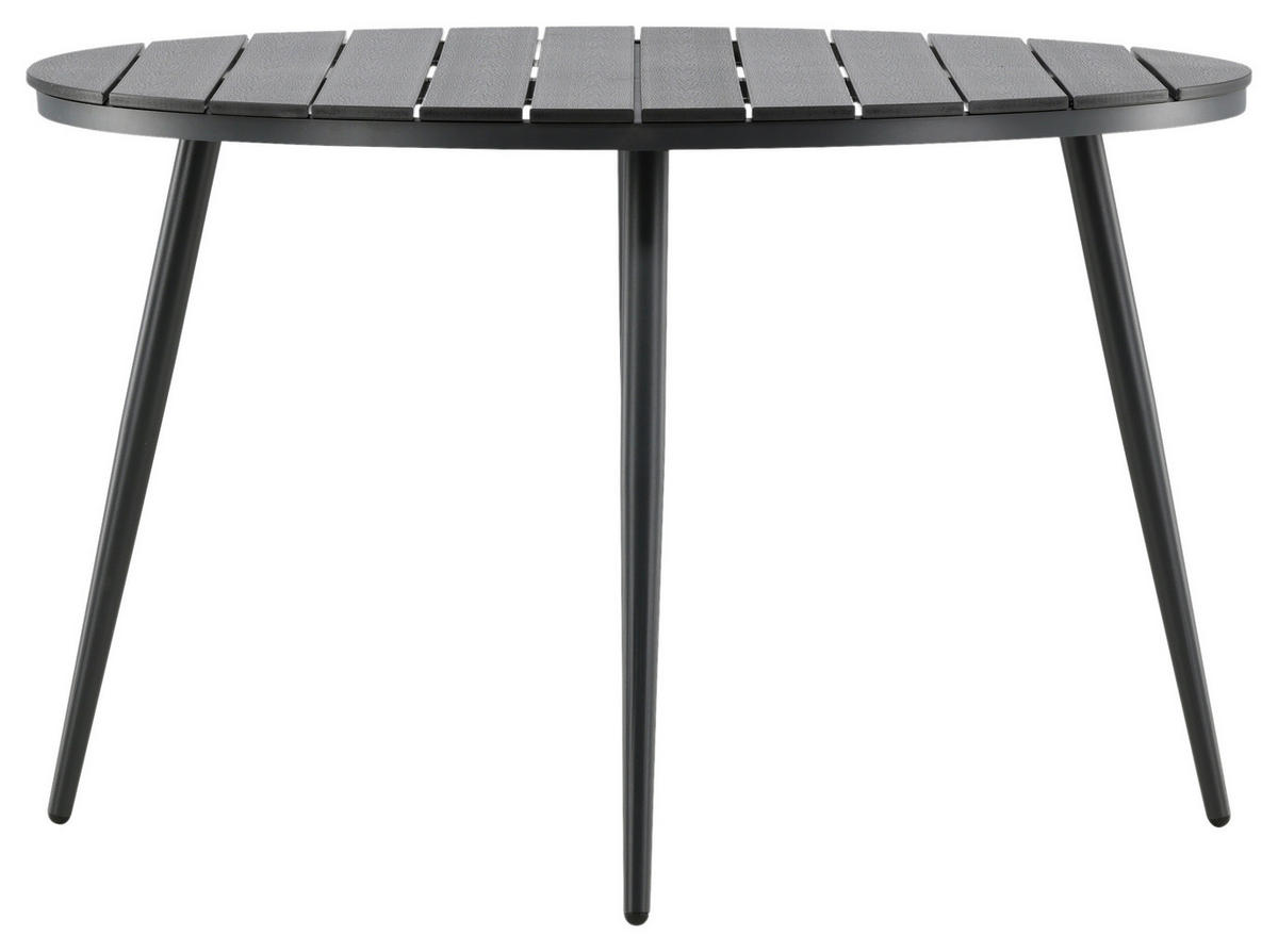 GARTENTISCH Metall, Kunststoff Schwarz rund  - Schwarz, KONVENTIONELL, Kunststoff/Metall (120/74cm) - Gardenson