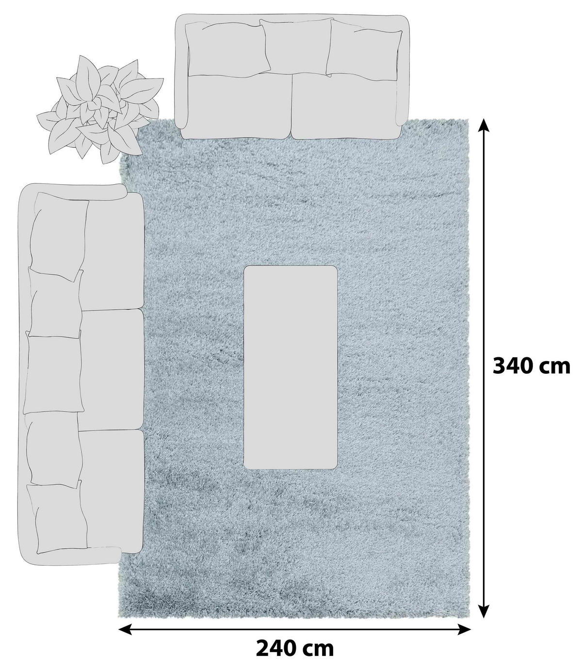 HOCHFLORTEPPICH 240/340 cm Fluffy Blau  - Blau, Basics, Textil (240/340cm)