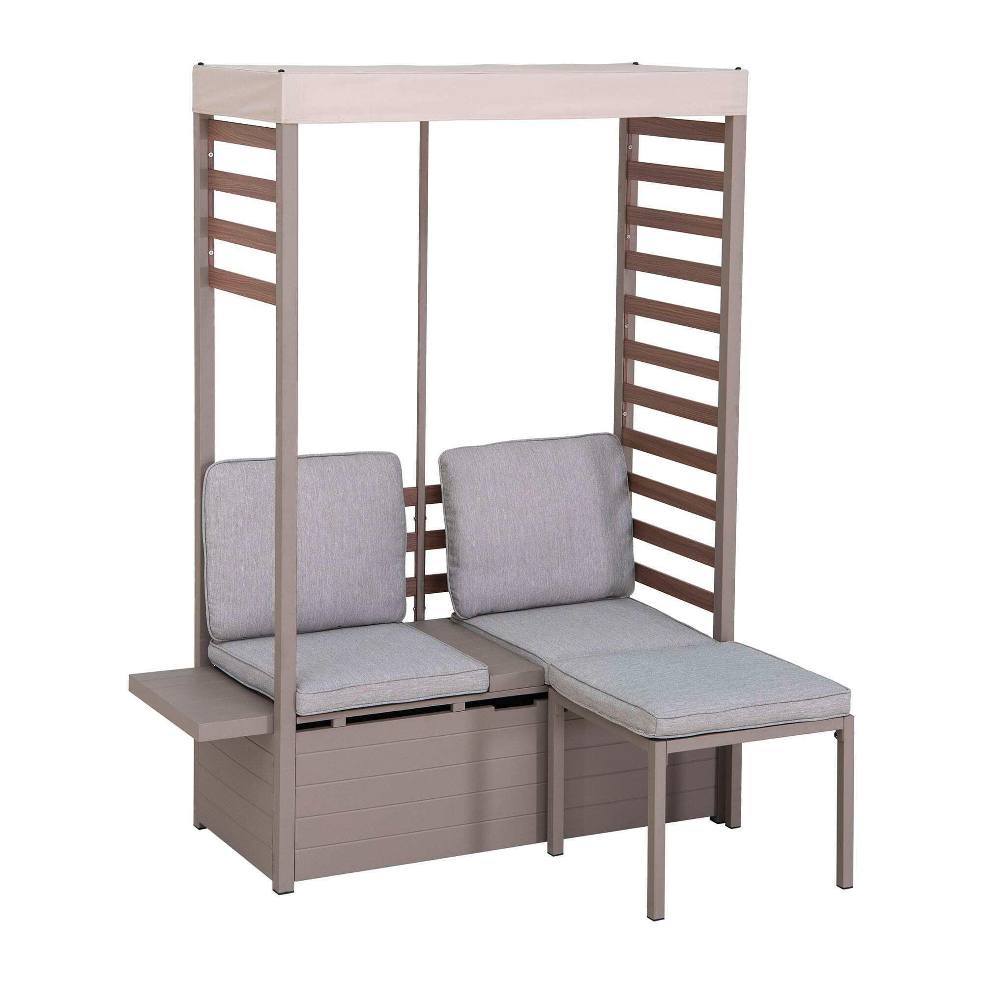 LOUNGEGARNITUR   146/191/56,5 cm Stahl  - Beige/Grau, Basics, Textil/Metall (146/191/56,5cm) - Modante