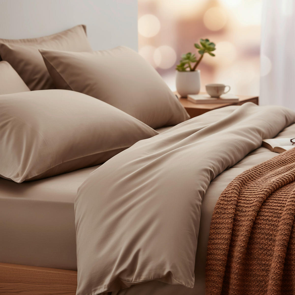 BETTWÄSCHE TANJA Satin 150/210 cm  - Taupe, Basics, Textil (150/210cm) - Novel