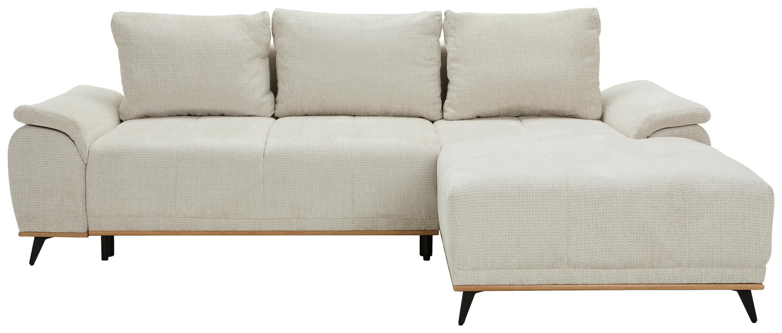 ECKSOFA in Chenille Creme  - Creme/Schwarz, MODERN, Textil/Metall (262/168cm) - home24