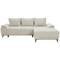 ECKSOFA in Chenille Creme  - Creme/Schwarz, MODERN, Textil/Metall (262/168cm) - home24
