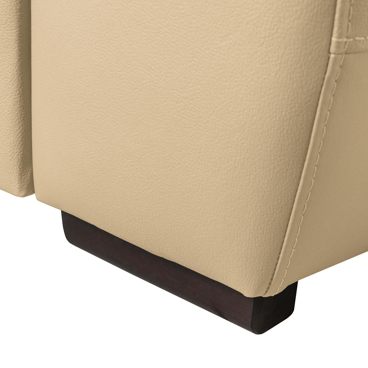 ECKSOFA Beige Echtleder  - Beige/Schwarz, Design, Leder/Holz (265/265cm) - Livetastic