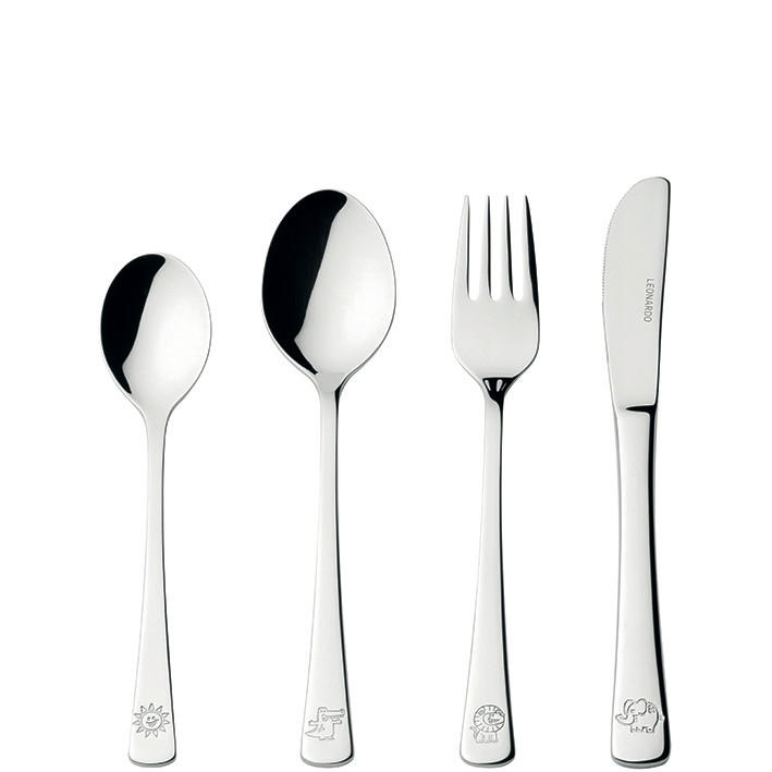 KINDERBESTECK - Edelstahlfarben, KONVENTIONELL, Metall (15,60/19,80/3,00cm) - Leonardo