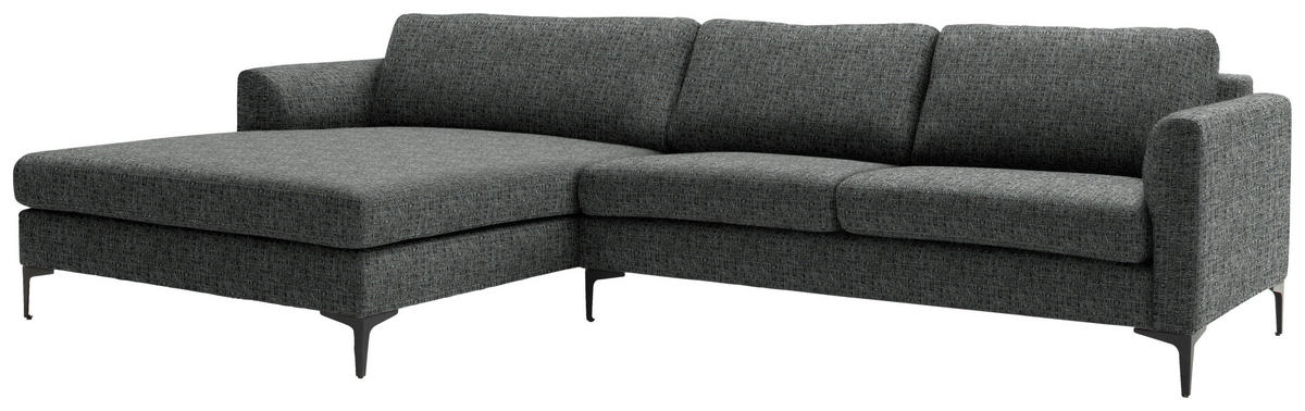 ECKSOFA in Flachgewebe Anthrazit  195/310 cm  - Anthrazit/Schwarz, Design, Textil/Metall (195/310cm) - Schöner Wohnen
